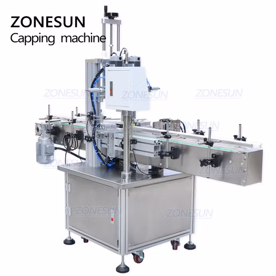 Tappatrice automatica per bottiglie a vite disinfettante per le mani con bottiglie di vetro rotonde quadrate in plastica pneumatica Zonesun